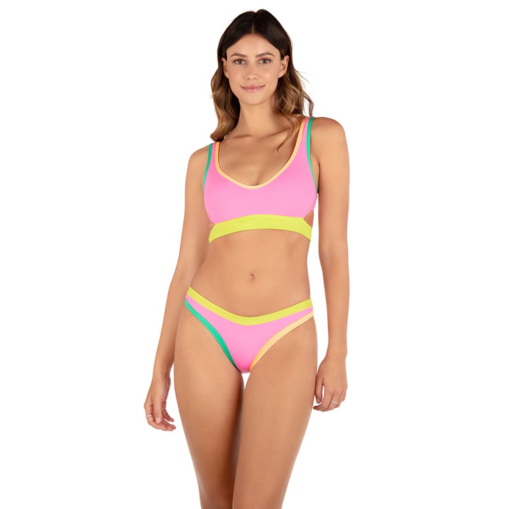 HURLEY｜AROUND THE BLOCK CHEEKY BTM 比基尼褲 - 色塊粉