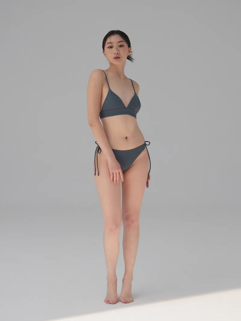 TTSO｜綁帶式比基尼褲 - 羅紋莫藍