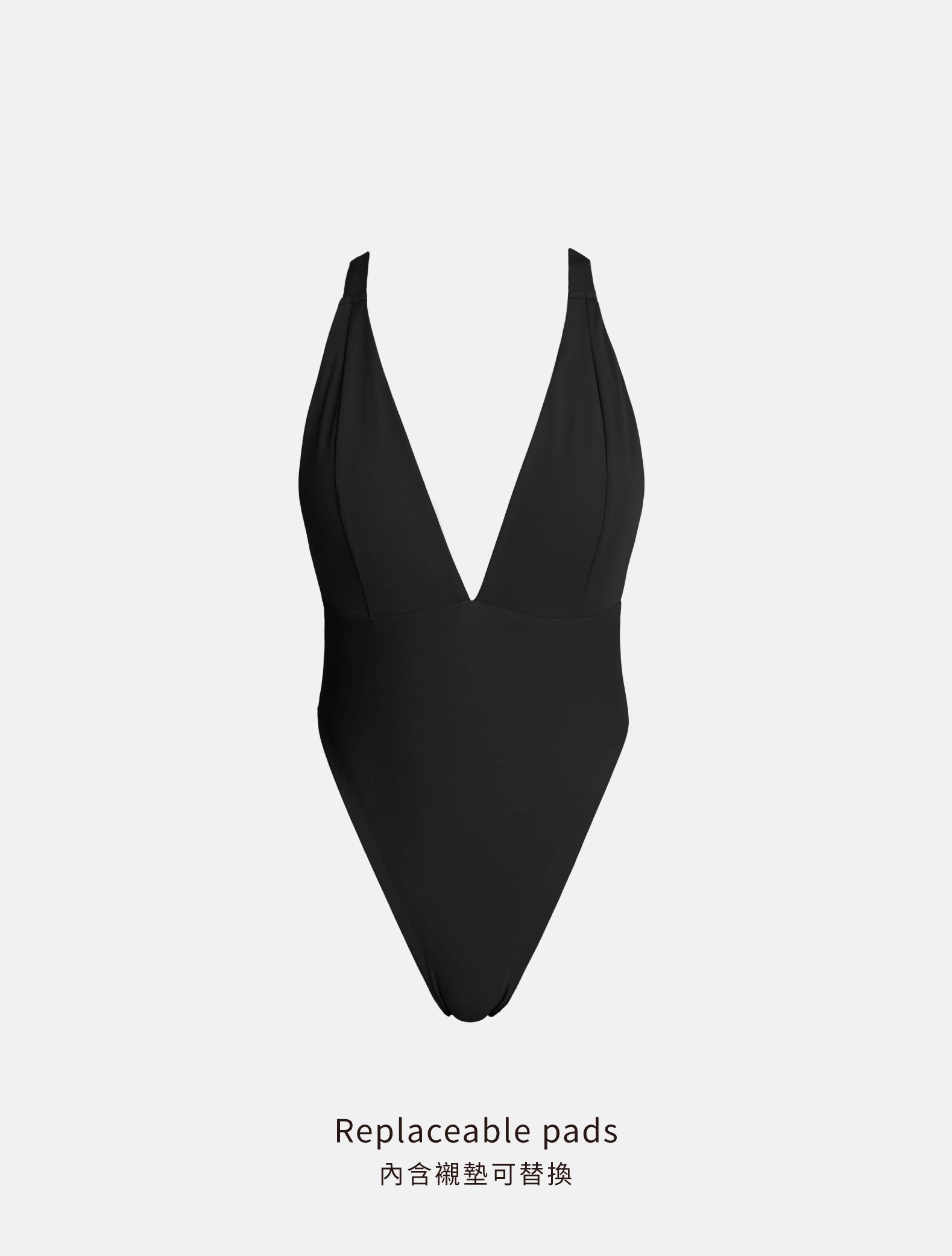 TIMU｜V Deep 深 V 調節連身泳裝 - Black 經典黑