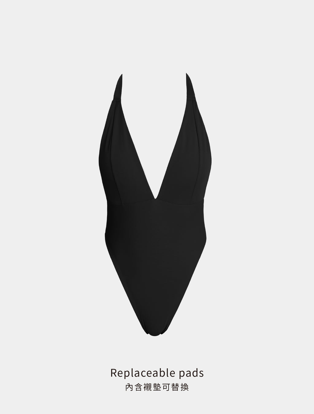 TIMU｜V Deep 深V綁帶連身泳裝 - Black 經典黑