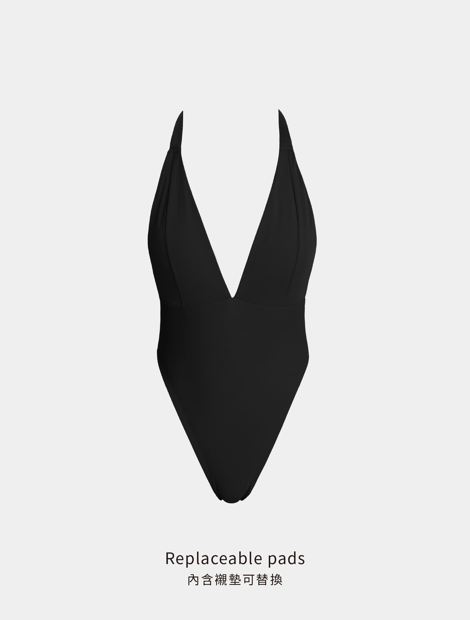 TIMU｜V Deep 深V綁帶連身泳裝 - Black 經典黑