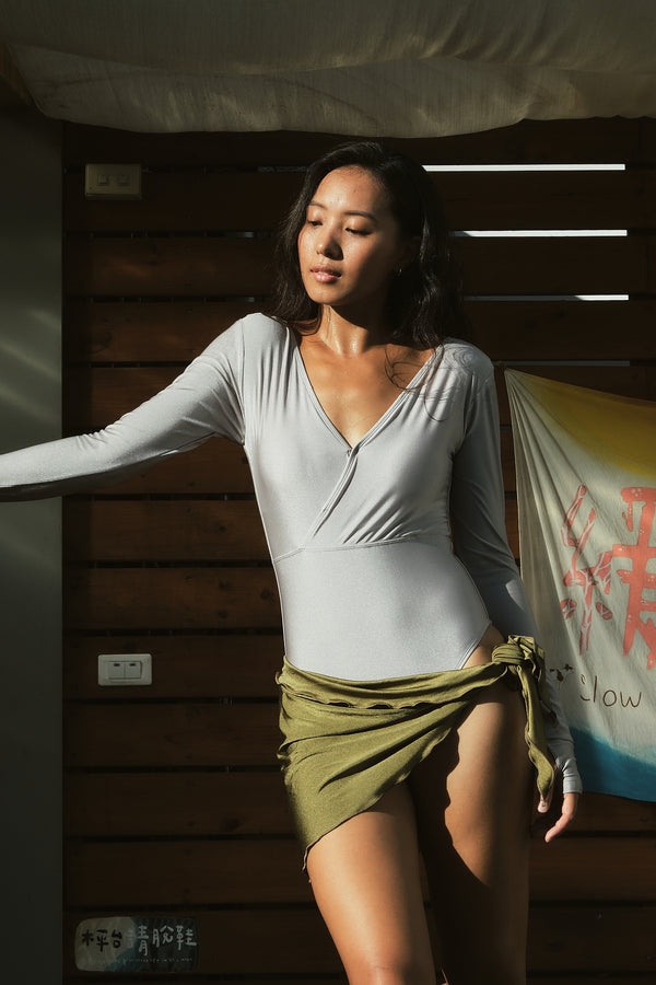 moun moun｜Wave Skirt 波浪一片式沙灘裙 - GrassGreen青草綠